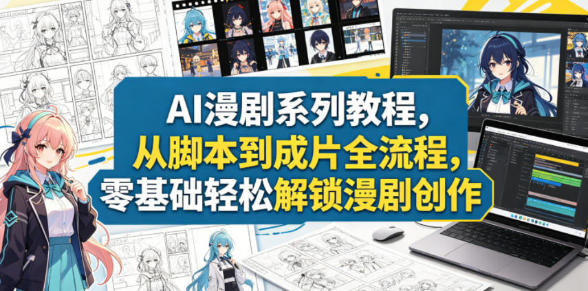 AI漫剧系列教程,从脚本到成片全流程,零基础轻松解锁漫剧创作网创吧-网创项目资源站-副业项目-创业项目-搞钱项目网创吧