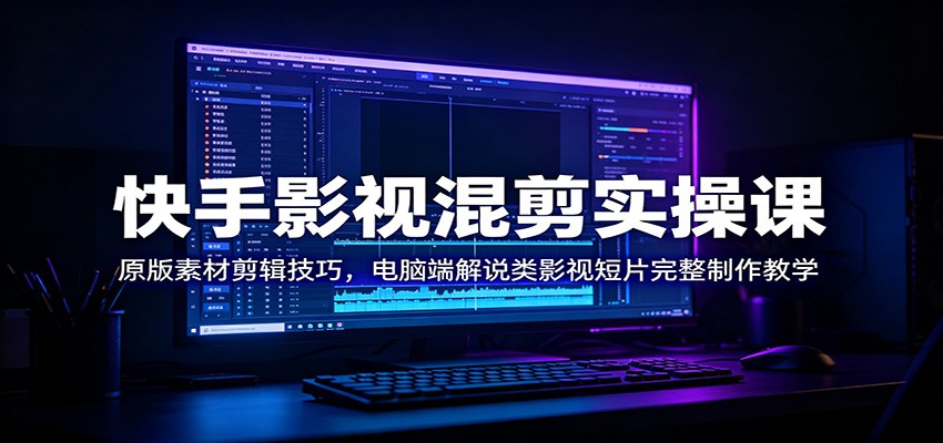 快手影视混剪实操课：原版素材剪辑技巧，电脑端解说类影视短片完整制作教学网创吧-网创项目资源站-副业项目-创业项目-搞钱项目网创吧