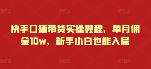 快手口播带货实操教程,单月佣金10w,新手小白也能入局网创吧-网创项目资源站-副业项目-创业项目-搞钱项目网创吧