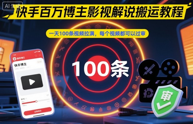 快手百万博主影视解说搬运教程,一天100条视频拉满,每个视频都可以过审网创吧-网创项目资源站-副业项目-创业项目-搞钱项目网创吧