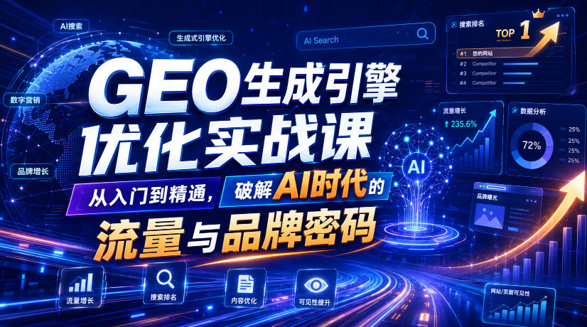 GEO生成引擎优化实战课,从入门到精通,破解AI时代的流量与品牌密码网创吧-网创项目资源站-副业项目-创业项目-搞钱项目网创吧