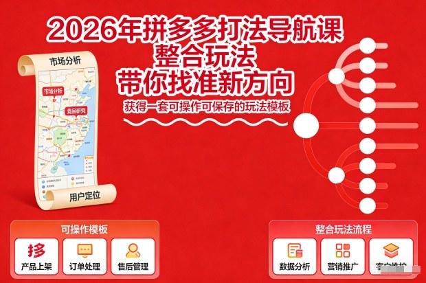 2026年拼多多打法导航课,整合玩法,带你找准新方向,获得一套可操作可保存的玩法模板网创吧-网创项目资源站-副业项目-创业项目-搞钱项目网创吧