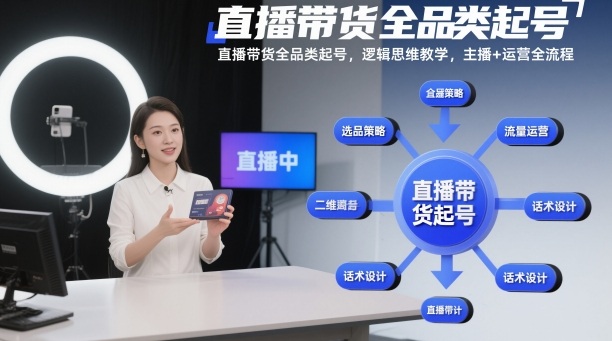直播带货全品类起号,逻辑思维教学,主播+运营全流程网创吧-网创项目资源站-副业项目-创业项目-搞钱项目网创吧