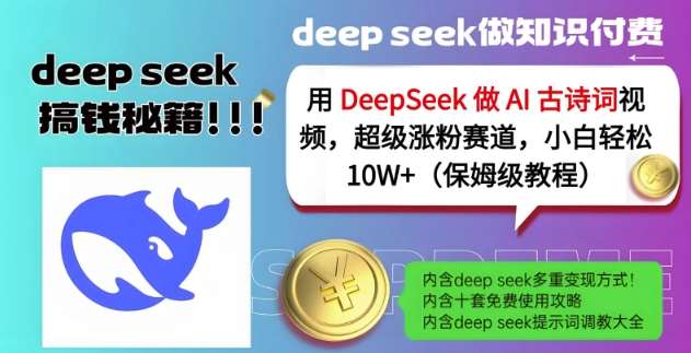 用DeepSeek做AI古诗词视频,超级涨粉赛道,小白轻松涨粉10W+(保姆级教程)网创吧-网创项目资源站-副业项目-创业项目-搞钱项目网创吧