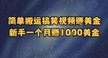 简单搬运搞笑视频挣美金,新手一个月入1k美金网创吧-网创项目资源站-副业项目-创业项目-搞钱项目网创吧