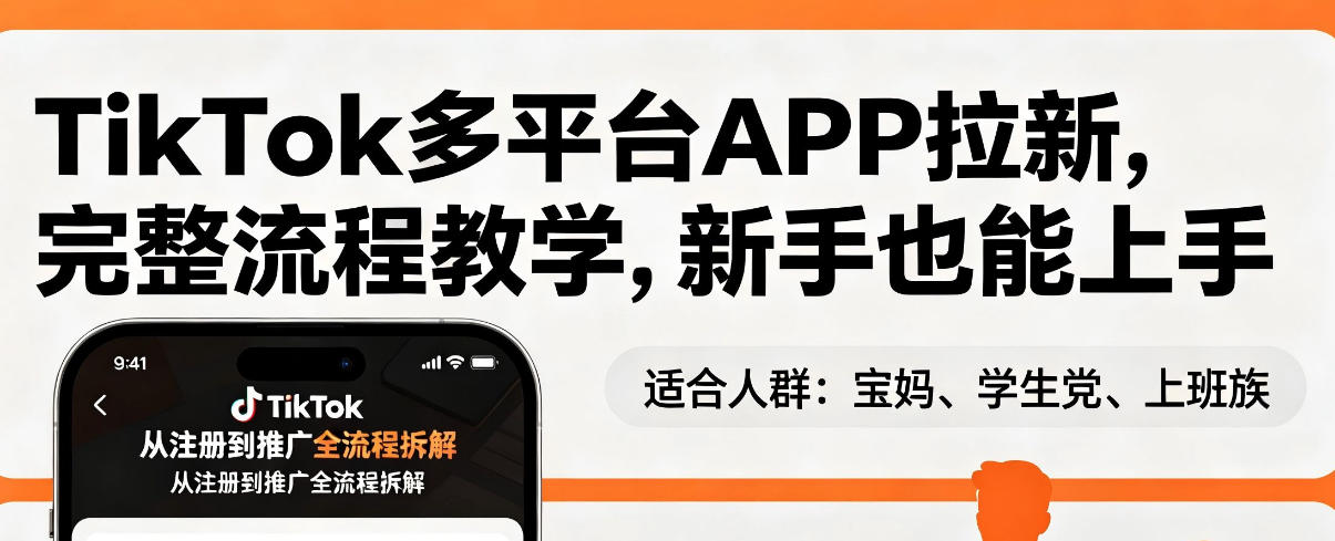 TikTok多平台APP拉新,完整流程教学,新手也能上手,轻松出海搞美金网创吧-网创项目资源站-副业项目-创业项目-搞钱项目网创吧