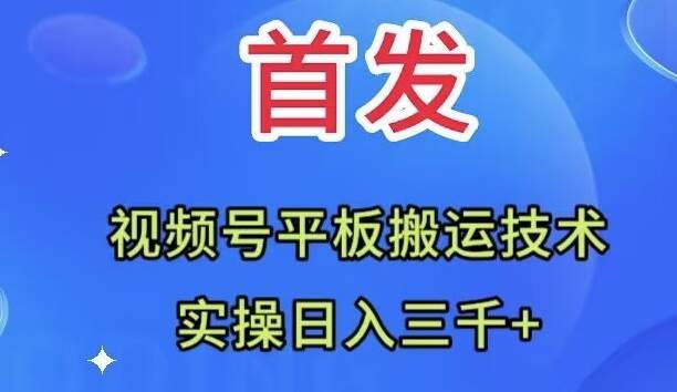 (7843期)全网首发:视频号平板搬运技术,实操日入三千+网创吧-网创项目资源站-副业项目-创业项目-搞钱项目网创吧