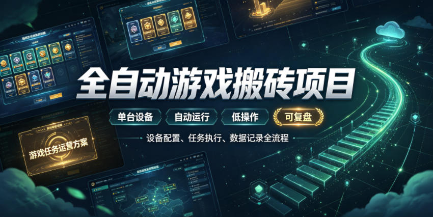 实现全自动游戏搬砖躺賺，每日稳定收益千元，近几年最稳，一台设备就能做！【揭秘】网创吧-网创项目资源站-副业项目-创业项目-搞钱项目网创吧