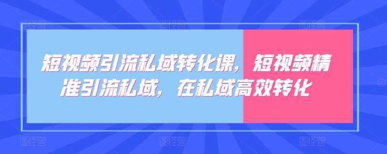 短视频引流私域转化课,短视频精准引流私域,在私域高效转化网创吧-网创项目资源站-副业项目-创业项目-搞钱项目网创吧