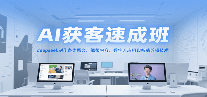 AI获客速成班,deepseek制作各类图文、视频内容,数字人应用和智能剪辑技术网创吧-网创项目资源站-副业项目-创业项目-搞钱项目网创吧