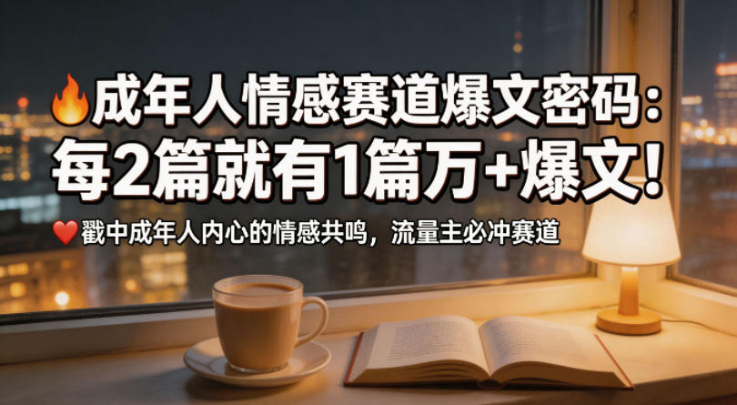 公众号流量主成年人情感心理赛道，流量最大，受众最广的主流赛道之一，平均每2篇就有1篇万爆文章网创吧-网创项目资源站-副业项目-创业项目-搞钱项目网创吧