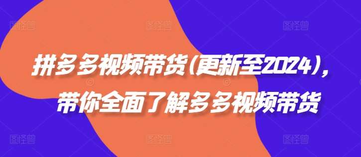 拼多多视频带货(更新至2024),带你全面了解多多视频带货网创吧-网创项目资源站-副业项目-创业项目-搞钱项目网创吧