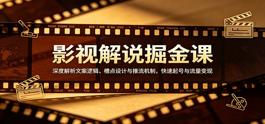 影视解说掘金课:深度解析文案逻辑、槽点设计与推流机制,快速起号与流量变现网创吧-网创项目资源站-副业项目-创业项目-搞钱项目网创吧