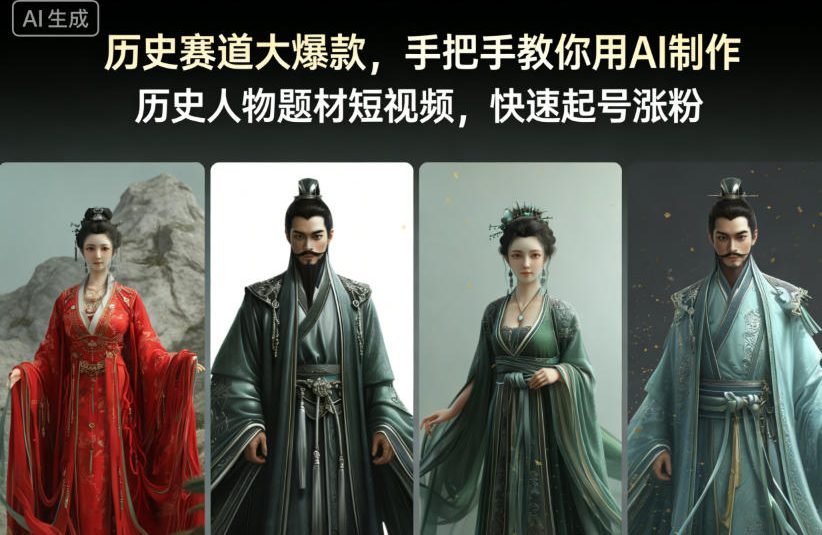 历史赛道大爆款,手把手教你用AI制作历史人物题材短视频,快速起号涨粉网创吧-网创项目资源站-副业项目-创业项目-搞钱项目网创吧