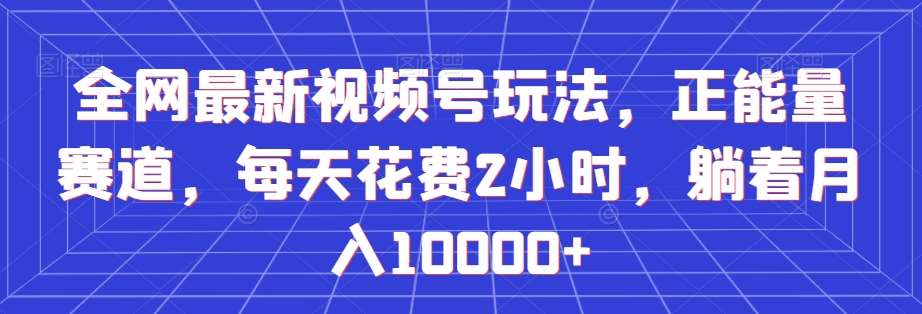 全网最新视频号玩法,正能量赛道,每天花费2小时,躺着月入10000+【揭秘】网创吧-网创项目资源站-副业项目-创业项目-搞钱项目网创吧