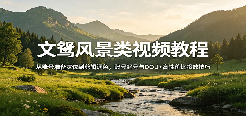 文鸳风景类视频教程：从账号准备定位到剪辑调色，账号起号与DOU+高性价比投放技巧网创吧-网创项目资源站-副业项目-创业项目-搞钱项目网创吧