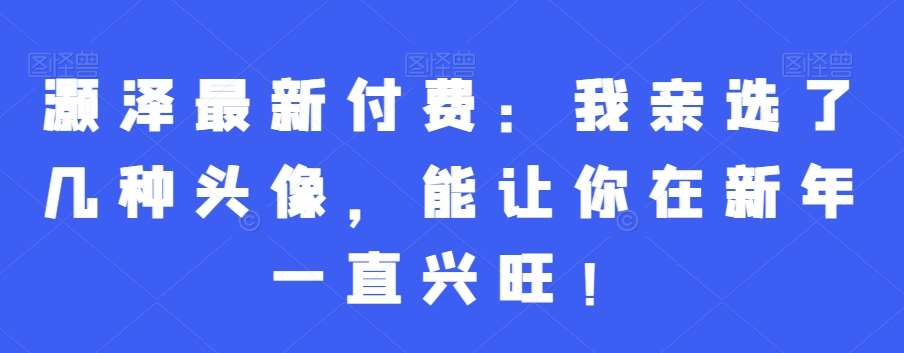 灏泽最新付费:我亲选了几种头像,能让你在新年一直兴旺!网创吧-网创项目资源站-副业项目-创业项目-搞钱项目网创吧