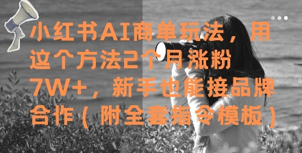 小红书AI商单玩法,用这个方法2个月涨粉7W+,新手也能接品牌合作(附全套指令模板)网创吧-网创项目资源站-副业项目-创业项目-搞钱项目网创吧