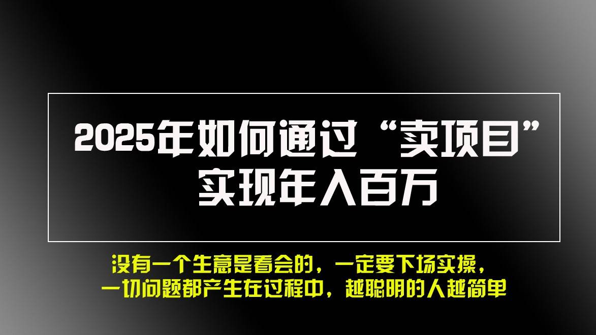 2025年如何通过“卖项目”实现年入百万网创吧-网创项目资源站-副业项目-创业项目-搞钱项目网创吧