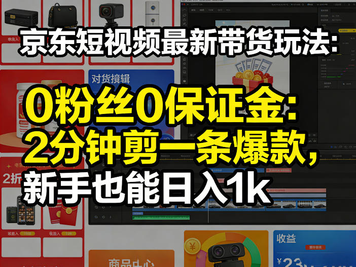 京东短视频最新带货玩法,0粉丝0保证金,2分钟剪一条爆款,新手也能日入1k+【揭秘】网创吧-网创项目资源站-副业项目-创业项目-搞钱项目网创吧