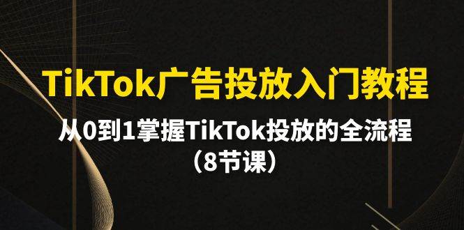 (10085期)TikTok广告投放入门教程,从0到1掌握TikTok投放的全流程(8节课)网创吧-网创项目资源站-副业项目-创业项目-搞钱项目网创吧