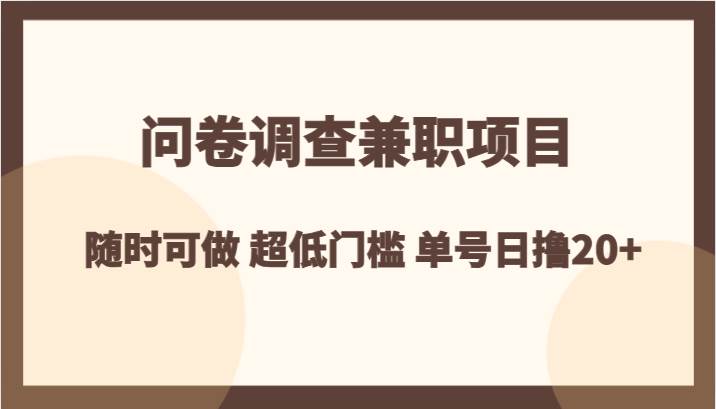 问卷调查兼职项目,随时可做 超低门槛 单号日撸20+网创吧-网创项目资源站-副业项目-创业项目-搞钱项目网创吧