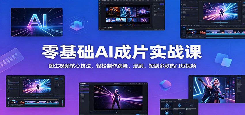 零基础AI成片实战课：图生视频核心技法，轻松制作跳舞、漫剧、短剧多款热门短视频网创吧-网创项目资源站-副业项目-创业项目-搞钱项目网创吧