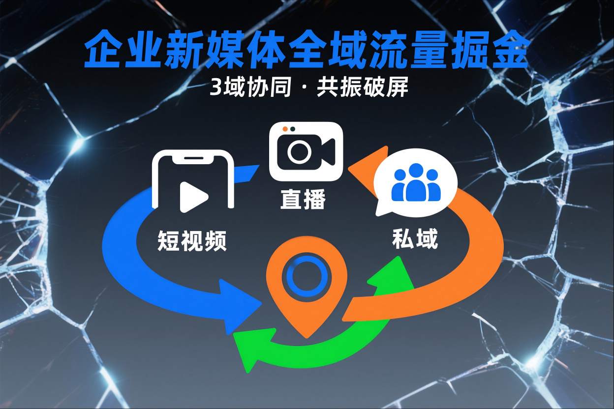 短视频全域商业模式,企业新媒体全域流量掘金,3域协同,共振破屏,短视频-直播-私域-地域网创吧-网创项目资源站-副业项目-创业项目-搞钱项目网创吧