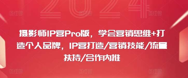 摄影师IP营Pro版,学会营销思维+打造个人品牌,IP营打造/营销技能/流量扶持/合作内推网创吧-网创项目资源站-副业项目-创业项目-搞钱项目网创吧
