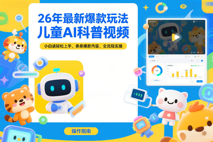 26年最新爆款玩法,儿童AI科普视频,小白请轻松上手,条条爆款内容,全流程实操网创吧-网创项目资源站-副业项目-创业项目-搞钱项目网创吧