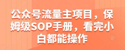公众号流量主项目,保姆级SOP手册,看完小白都能操作网创吧-网创项目资源站-副业项目-创业项目-搞钱项目网创吧