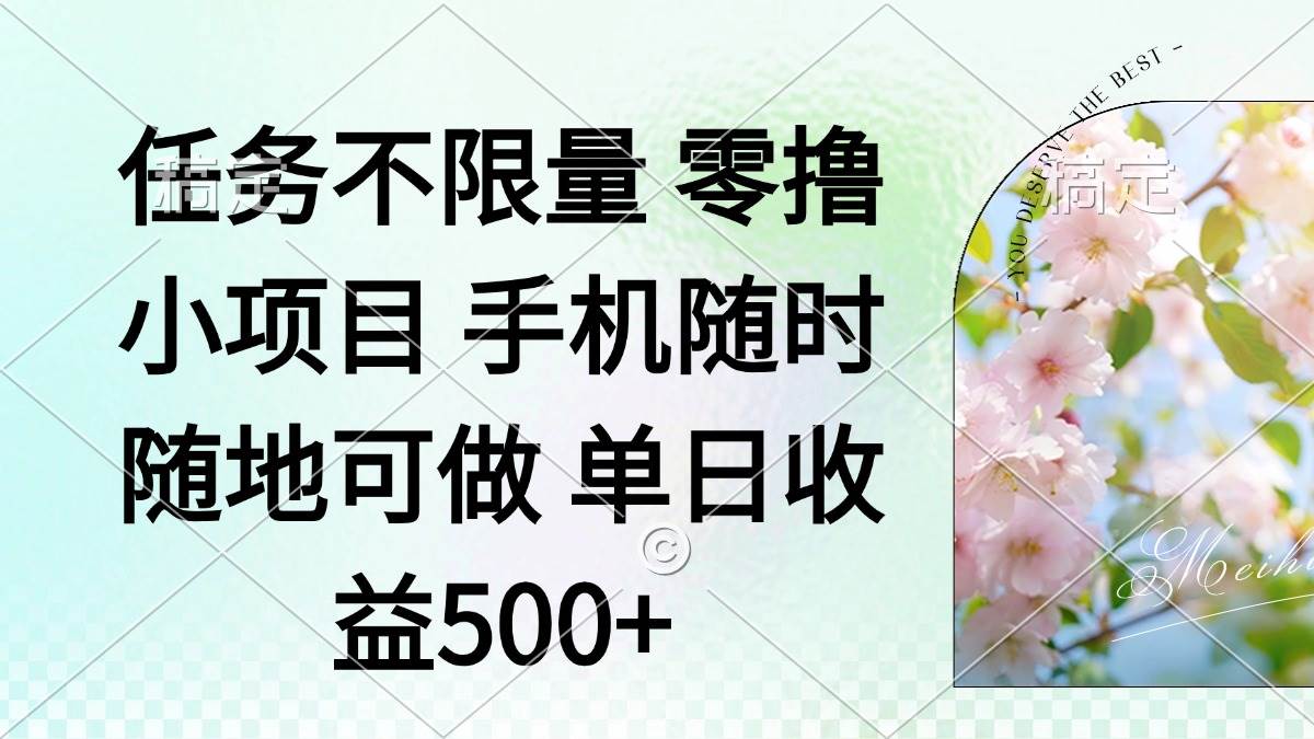(14391期)零撸小项目 手机随时可做 任务不限量 单日收益500+网创吧-网创项目资源站-副业项目-创业项目-搞钱项目网创吧
