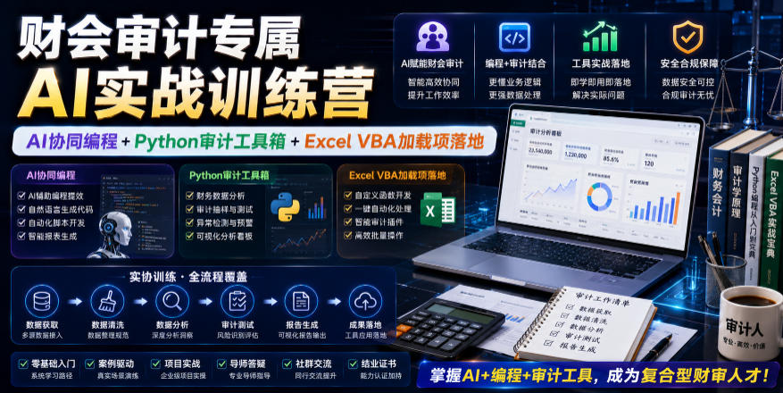 财会审计专属AI实战训练营|AI协同编程+Python审计工具箱+Excel VBA加载项落地网创吧-网创项目资源站-副业项目-创业项目-搞钱项目网创吧
