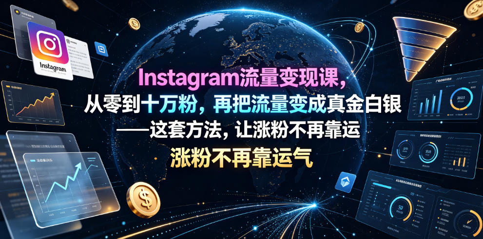 Instagram流量变现课,从零到十万粉,再把流量变成真金白银——这套方法,让涨粉不再靠运气【原创双语字幕】网创吧-网创项目资源站-副业项目-创业项目-搞钱项目网创吧