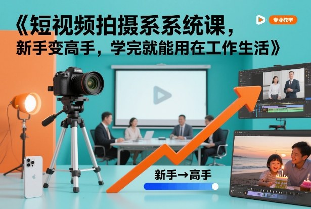 短视频拍摄系统课,新手变高手,学完就能用在工作生活网创吧-网创项目资源站-副业项目-创业项目-搞钱项目网创吧