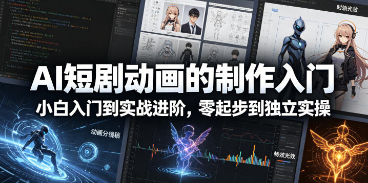 AI短剧动画的制作入门,小白入门到实战进阶,零起步到独立实操网创吧-网创项目资源站-副业项目-创业项目-搞钱项目网创吧