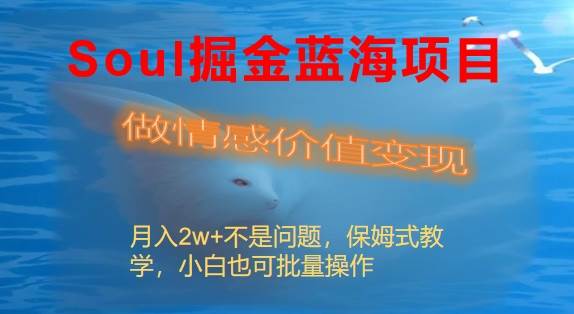 (8531期)Soul掘金蓝海项目细分赛道,做情感价值变现,月入2w+不是问题网创吧-网创项目资源站-副业项目-创业项目-搞钱项目网创吧