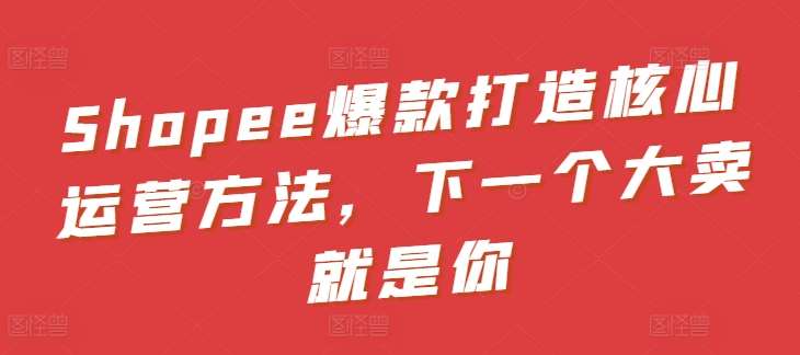 Shopee爆款打造核心运营方法,下一个大卖就是你网创吧-网创项目资源站-副业项目-创业项目-搞钱项目网创吧