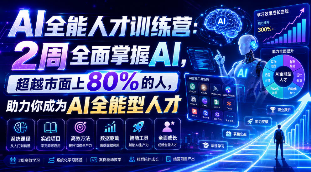 AI全能人才训练营:2周全面掌握AI,超越市面上80%的人,助力你成为AI全能型人才网创吧-网创项目资源站-副业项目-创业项目-搞钱项目网创吧