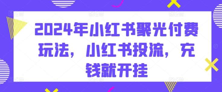 2024年小红书聚光付费玩法,小红书投流,充钱就开挂网创吧-网创项目资源站-副业项目-创业项目-搞钱项目网创吧