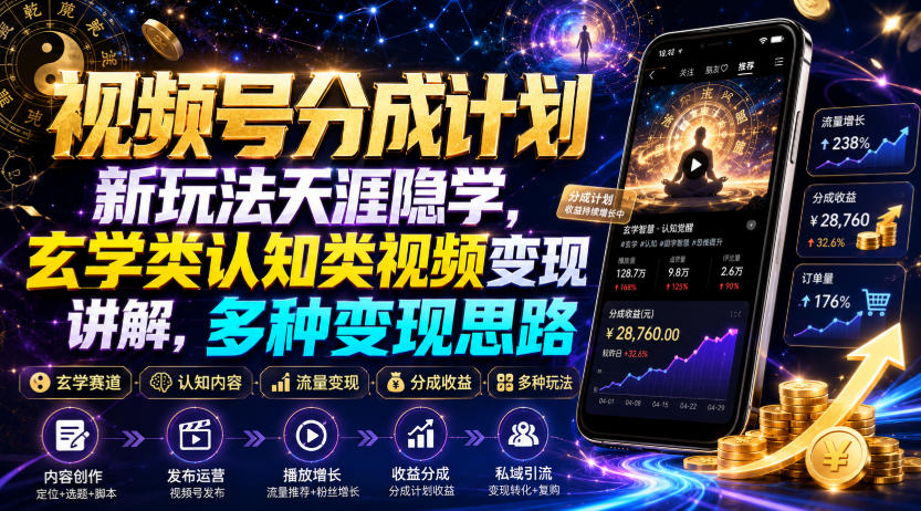 视频号分成计划新玩法天涯隐学,玄学类认知类视频变现讲解,多种变现思路网创吧-网创项目资源站-副业项目-创业项目-搞钱项目网创吧