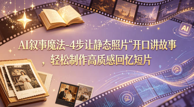 AI叙事魔法-4步让静态照片“开口讲故事”,轻松制作高质感回忆短片网创吧-网创项目资源站-副业项目-创业项目-搞钱项目网创吧