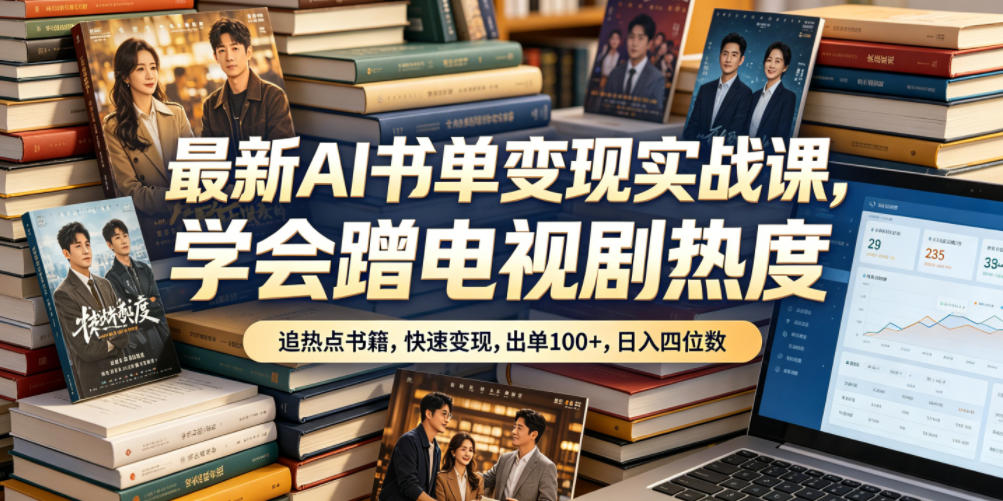 最新AI书单变现实战课,学会蹭电视剧热度,追热点书籍,快速变现,出单100+,日入四位数网创吧-网创项目资源站-副业项目-创业项目-搞钱项目网创吧