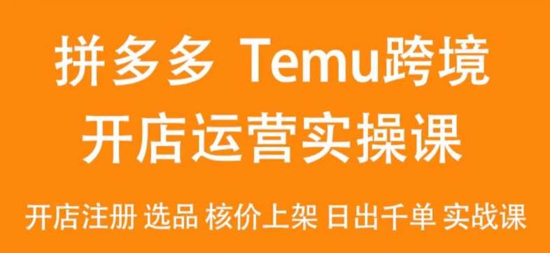 2024Temu最新玩法,Temu跨境开店运营实操课,开店注册/选品/核价上架/日出千单实战课网创吧-网创项目资源站-副业项目-创业项目-搞钱项目网创吧