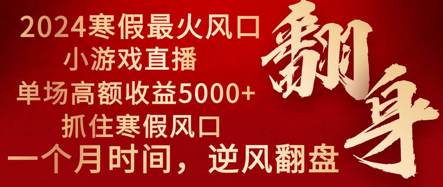 (8766期)2024年最火寒假风口项目 小游戏直播 单场收益5000+抓住风口 一个月直接提车网创吧-网创项目资源站-副业项目-创业项目-搞钱项目网创吧