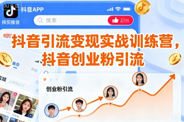 抖音引流变现实战训练营,抖音创业粉引流网创吧-网创项目资源站-副业项目-创业项目-搞钱项目网创吧