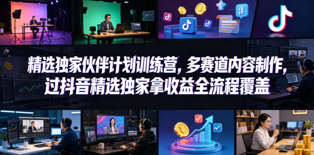 小豁食堂精选独家伙伴计划训练营,多赛道内容制作,过抖音精选独家拿收益全流程覆盖网创吧-网创项目资源站-副业项目-创业项目-搞钱项目网创吧