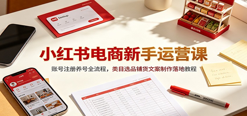 小红书电商新手运营课:账号注册养号全流程,类目选品铺货文案制作落地教程网创吧-网创项目资源站-副业项目-创业项目-搞钱项目网创吧