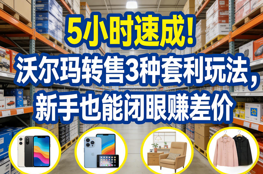 5小时速成！沃尔玛转售3种套利玩法，新手也能闭眼賺差价网创吧-网创项目资源站-副业项目-创业项目-搞钱项目网创吧