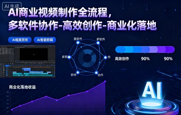 AI商业视频制作全流程,多软件协作-高效创作-商业化落地网创吧-网创项目资源站-副业项目-创业项目-搞钱项目网创吧